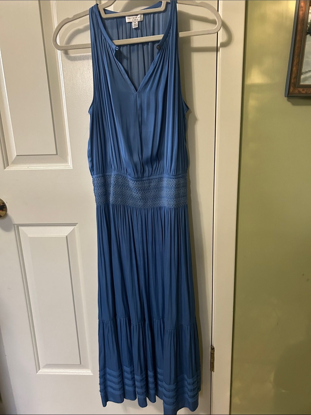 Current Air Blue Sleeveless Pleated Maxi Dress